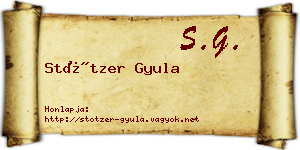 Stötzer Gyula névjegykártya